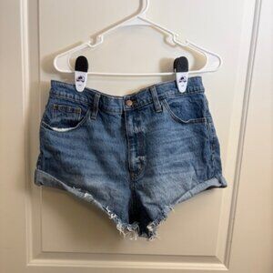 High Rise Distressed Denim Cutoff Shorts – Medium Wash